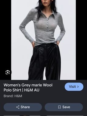 H&M Light Grey Marle Polo Knit Top